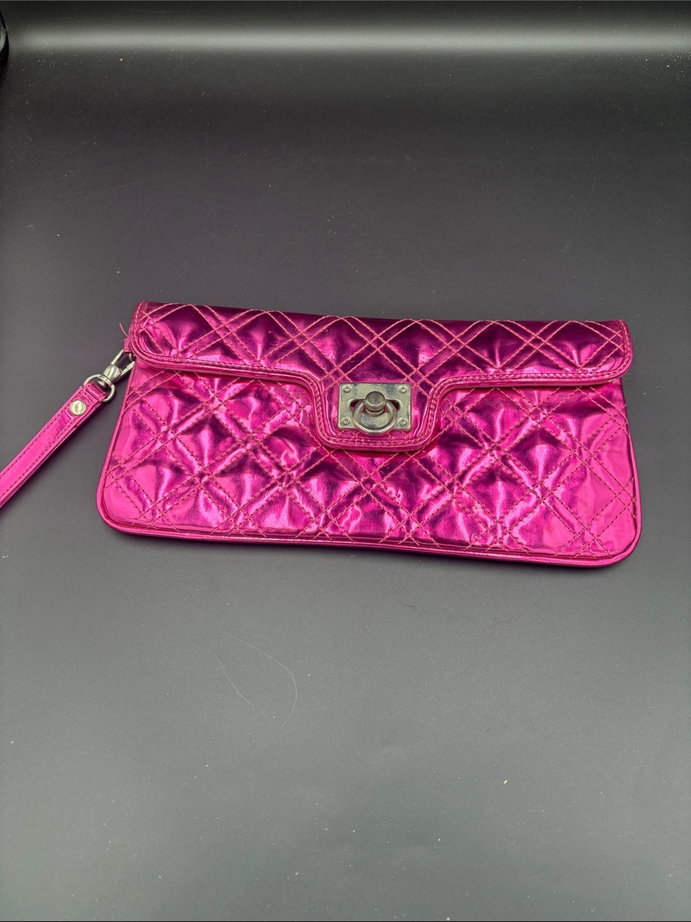 Express Quilted Metallic Fuchsia Wristlet Clutch - Women Bags